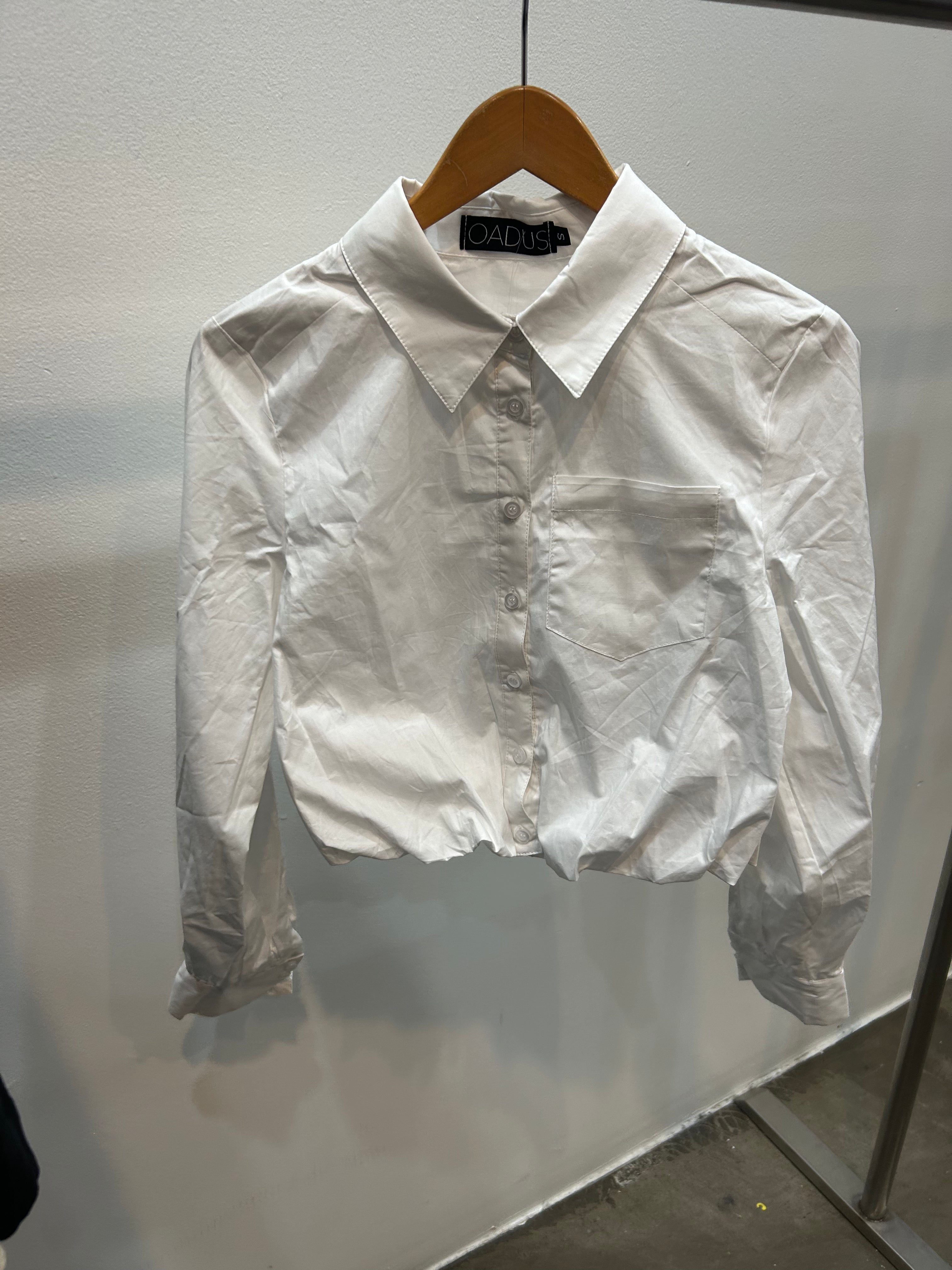 cropped button down shirt