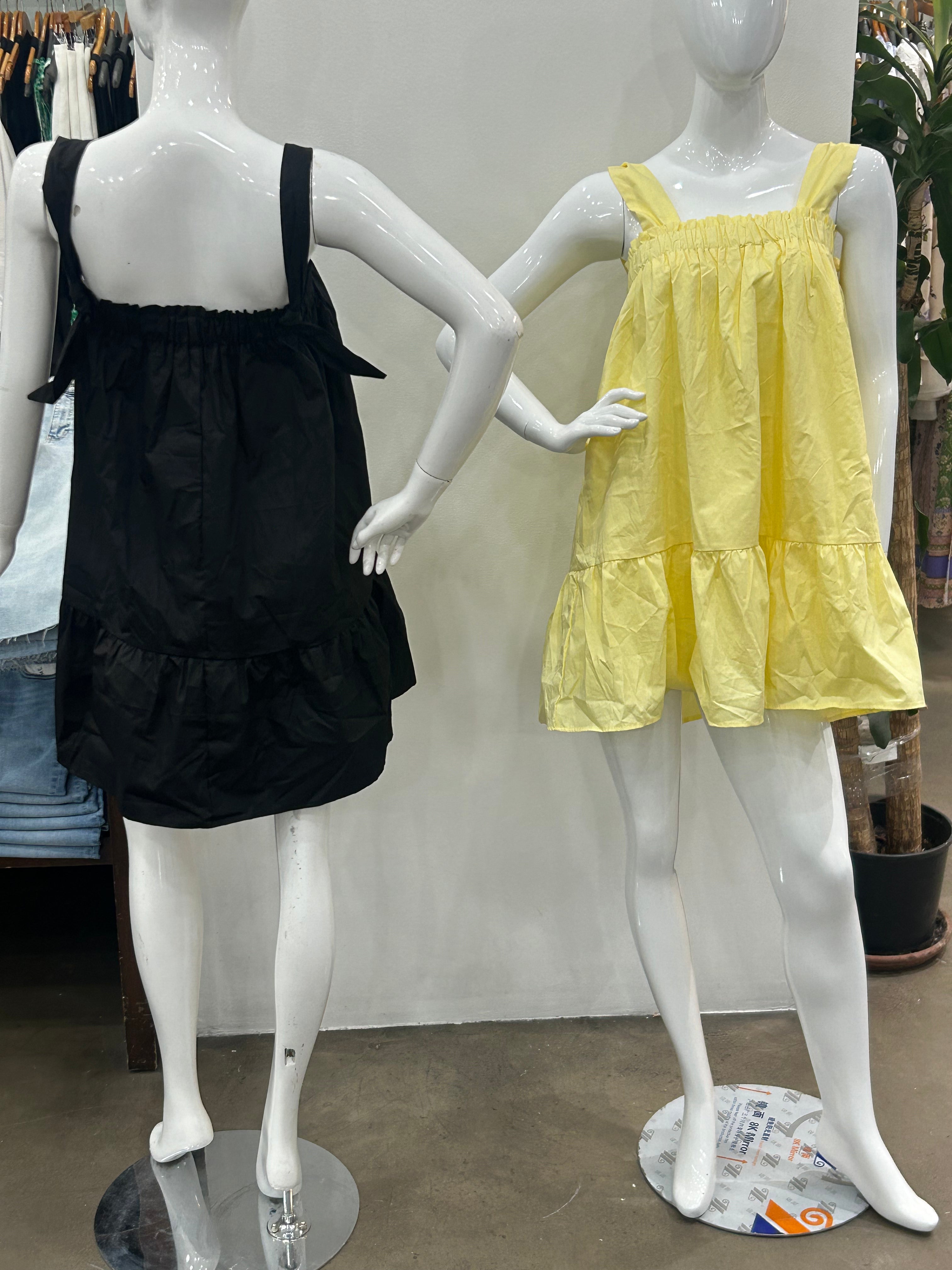 shoulder tie tiered dress