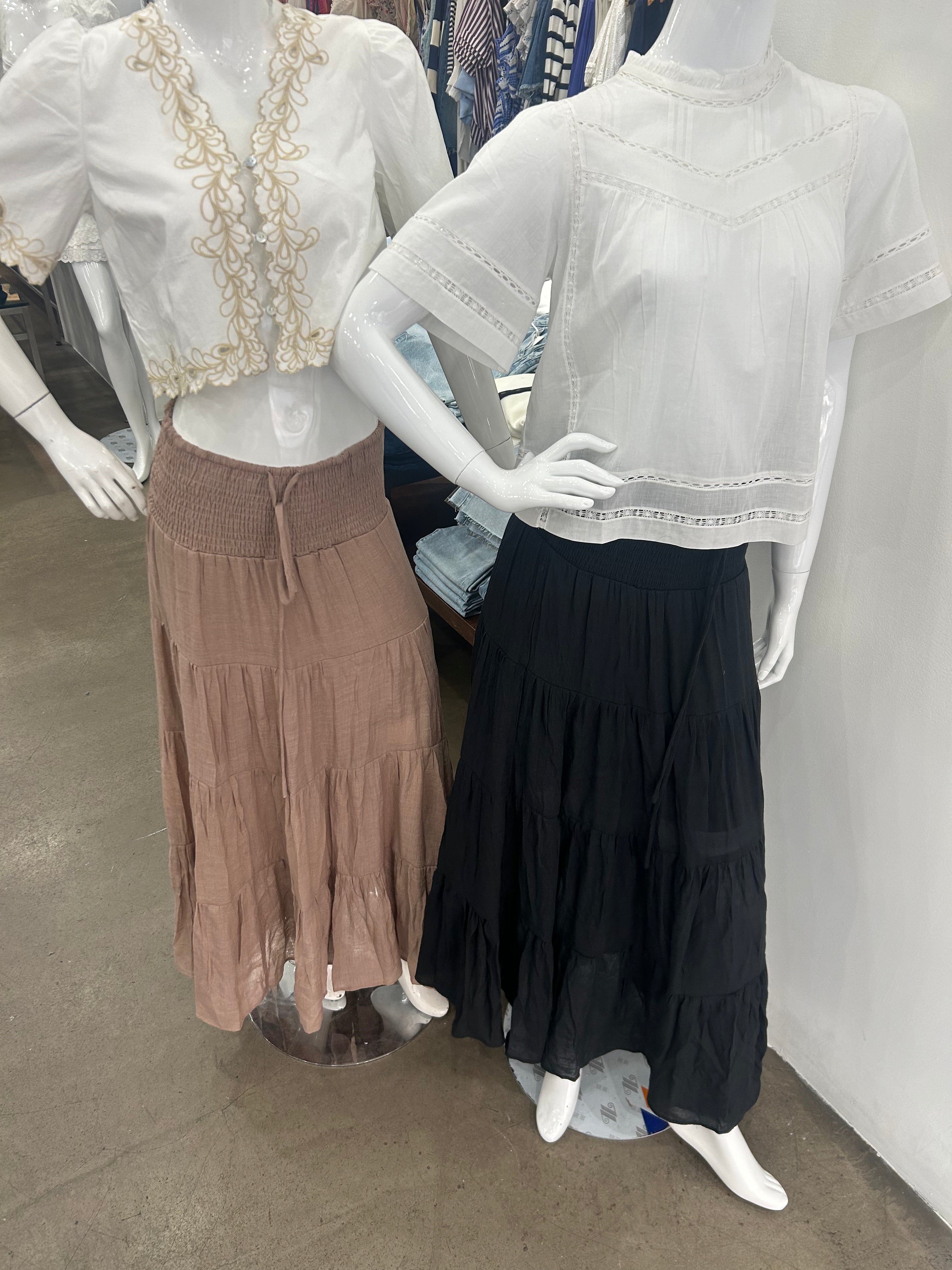 Tiered desti maxi skirt