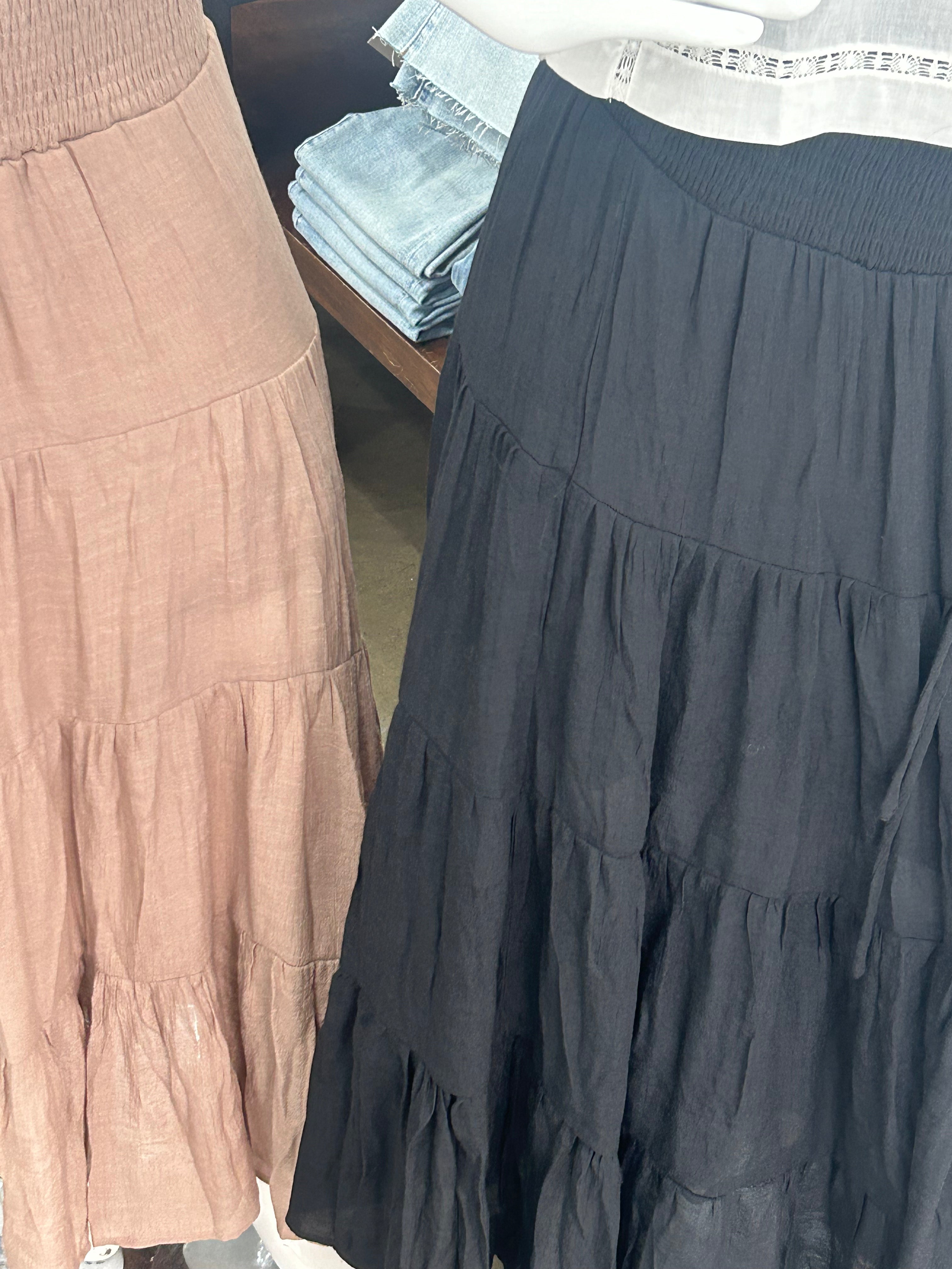 Tiered desti maxi skirt