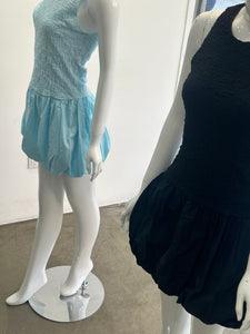 rouched bubble contrast skirt tank dress
