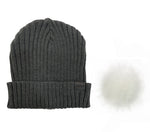 Load image into Gallery viewer, The Pom Hat - Charcoal/White
