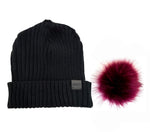 Load image into Gallery viewer, The Pom Hat - Black/Berry
